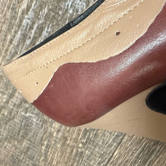 Miz Mooz size 10 new condition worn once burgundy and Tan Chunky lace heels - Picture 10 of 14